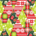 Christmas and New Year patchwork seamless background. Royalty Free Stock Photo