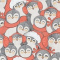 Christmas, New Year penguins seamless pattern gifts wrapping papers, scrapbooking, invitations and card making.