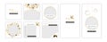 Christmas and New Year post and stories template set for social media. Gold ornament design for blog, online shop