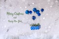Christmas and new year postcard with toy air balloon, levitation Royalty Free Stock Photo