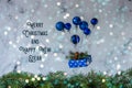 Christmas and new year postcard with toy air balloon, levitation Royalty Free Stock Photo