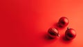 Christmas and New Year red balls with copy space on red backdrop Royalty Free Stock Photo