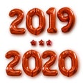 Christmas New Year 2020 Red Numbers Balloons. Celebration, Holiday.