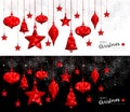 Christmas and New Year red ornament bauble banners Royalty Free Stock Photo