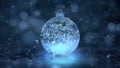 Christmas Rotating Blue Ice Glass Bauble Decoration snowflakes background loop