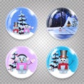 Christmas, new year round glass crystall ball globe set Royalty Free Stock Photo