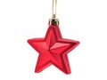 Christmas and New Year`s ball of five-pointed red star on a white background Royalty Free Stock Photo