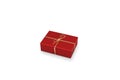 Christmas and New Year`s Day , red gift box golden ribbon isolated Royalty Free Stock Photo