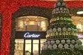 Christmas and New Year`s decorations in a Cartier storefront.