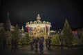 Christmas and New Year`s merry-go-round, the magical winter forest and resting people on Manezhnaya Square.