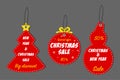 Christmas and New Year sale tag set. Template for holiday Xmas discount labels. Vector. Royalty Free Stock Photo