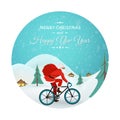 Christmas New Year Santa Claus bicycle delivery