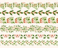 Christmas New year seamless border set branch endless horizontal pattern brush Royalty Free Stock Photo