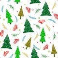 Christmas and New Year seamless pattern. Royalty Free Stock Photo