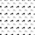 Christmas New Year seamless pattern with deer, reindeer. Holiday black background. Silver white deer. Xmas winter doodle Royalty Free Stock Photo