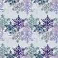 Christmas, New Year Seamless Pattern Of Multicolored Snowflakes