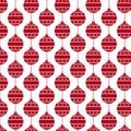 Christmas, New Year seamless pattern in red and white colors with New Year\'s balls Royalty Free Stock Photo