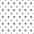 Christmas New Year seamless pattern with snowflakes gift present. Holiday background. Xmas winter trendy decoration Royalty Free Stock Photo