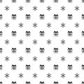 Christmas New Year seamless pattern with snowflakes gift present. Holiday background. Xmas winter trendy decoration