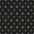 Christmas New Year seamless pattern with snowflakes. Holiday background. Gold snowflakes. Xmas winter decoration. Golden