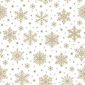 Christmas, new year seamless pattern, snowflakes line illustration. Vector icons of winter holidays, cold season Royalty Free Stock Photo