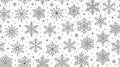 Christmas, new year seamless pattern, snowflakes line illustration. Vector icons of winter holidays, cold season