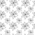 Christmas and new year seamless pattern. Vector holiday flower black white background for greeting card design and Royalty Free Stock Photo