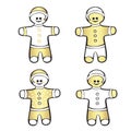 Christmas, New Year. Set of four Christmas gingerbread. Cartoon vector isolated illustration.