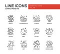 Christmas and New Year - simple line design icons set