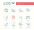 Christmas and New Year - simple line design icons set