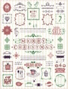 Christmas and New Year sketch elements set, hand drawn doodle graphic line elements - ribbons, frames, menus, dividers and phrases Royalty Free Stock Photo