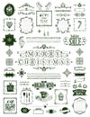 Christmas and New Year sketch elements set, hand drawn doodle graphic line elements - ribbons, frames, menus, dividers and phrases Royalty Free Stock Photo