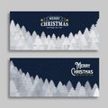 Christmas New Year snow pine tree forest card set Royalty Free Stock Photo