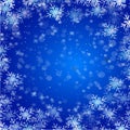 Christmas New Year snowflakes snow whirlwind, winter. Blue background Royalty Free Stock Photo