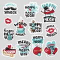 Christmas and New Year social media stickers set Royalty Free Stock Photo