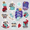 Christmas and New Year social media stickers set Royalty Free Stock Photo