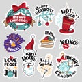 Christmas and New Year social media stickers set Royalty Free Stock Photo