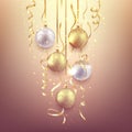 Christmas and New Year soft background design, decorative gold b Royalty Free Stock Photo