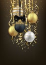 Christmas and New Year soft background design, decorative gold b Royalty Free Stock Photo