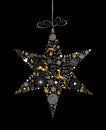 Christmas new year star decoration gold deer shape Royalty Free Stock Photo
