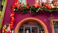 Christmas and New Year street decorations Christmas market Riquewihr or Reichenweier, Alsace, France December 25, 2023