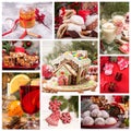 Christmas New Year sweet pastry desserts. Set collection of traditional Christmas holiday sweets. Collage of beautiful festive Royalty Free Stock Photo