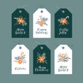 Christmas and New Year tags collection. Gift cards for winter holidays. Royalty Free Stock Photo