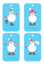 Christmas and New year tags collection. Labels with snowman.