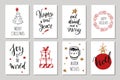 Christmas and New Year tags and labels vector collection. Merry Christmas handwritten Lettering and Calligraphy