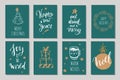 Christmas and New Year tags and labels vector collection. Merry Christmas handwritten Lettering and Calligraphy