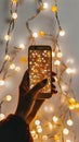 Christmas new year technology, night, phone, digital, hand, mobile