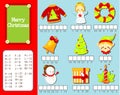 Christmas and New Year theme word game for kids and toddlers. Educational children game. Put letters in places Royalty Free Stock Photo