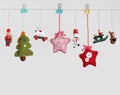 Christmas and New Year toys garland on gray background