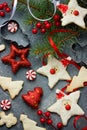 Christmas New Year treats for kids and holiday decorations , fun Royalty Free Stock Photo